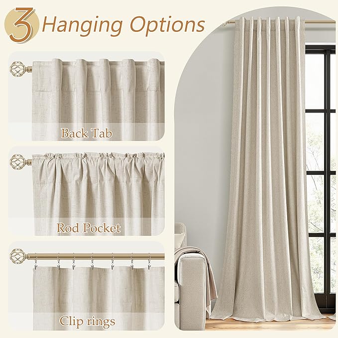 Extra Long 100% Blackout Linen Curtains - Image 6