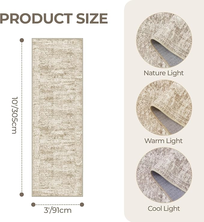3x10 Runner Rug Non Slip, Washable Hallway Runner Rug, Laundry Room, Soft - Image 2
