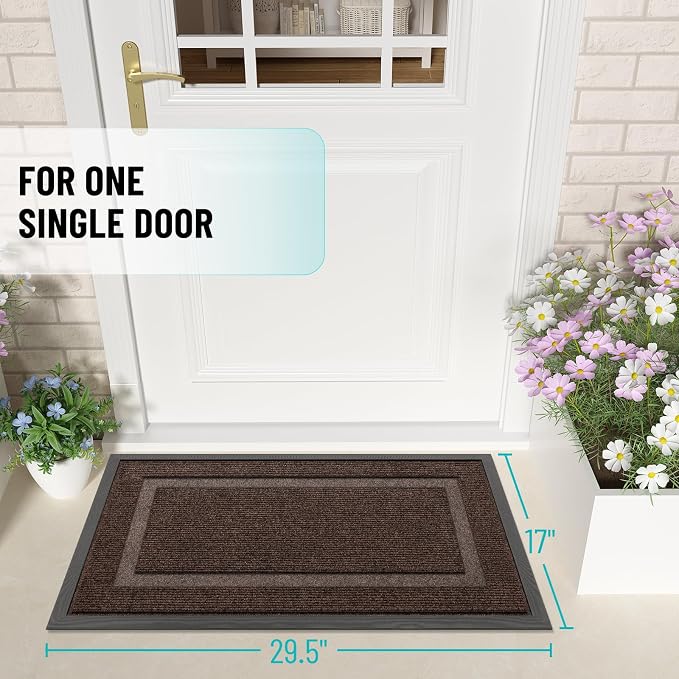 OLANLY Front Door Mat Outside 29.5x17, All-Season Heavy-Duty Rubber Doormat | - Image 2