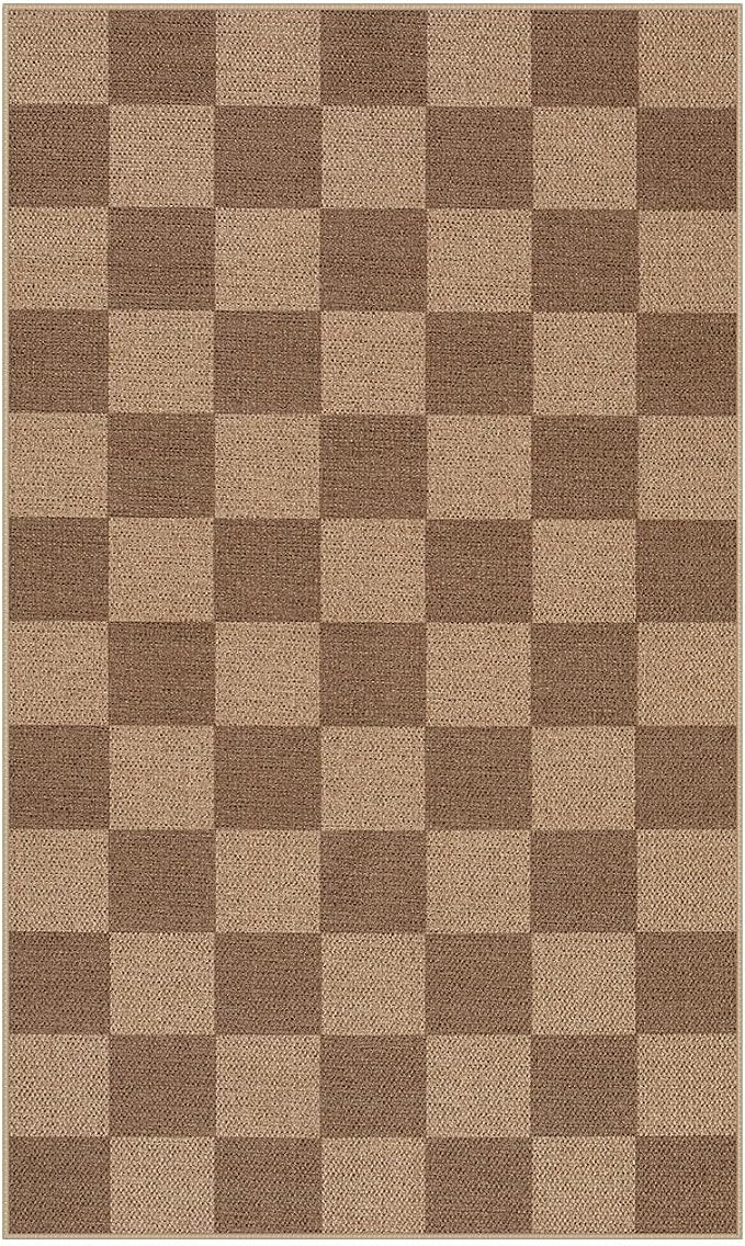 Lahome Checkered Easy Jute 3x5 Outdoor Rug, Washable Rugs - Image 9
