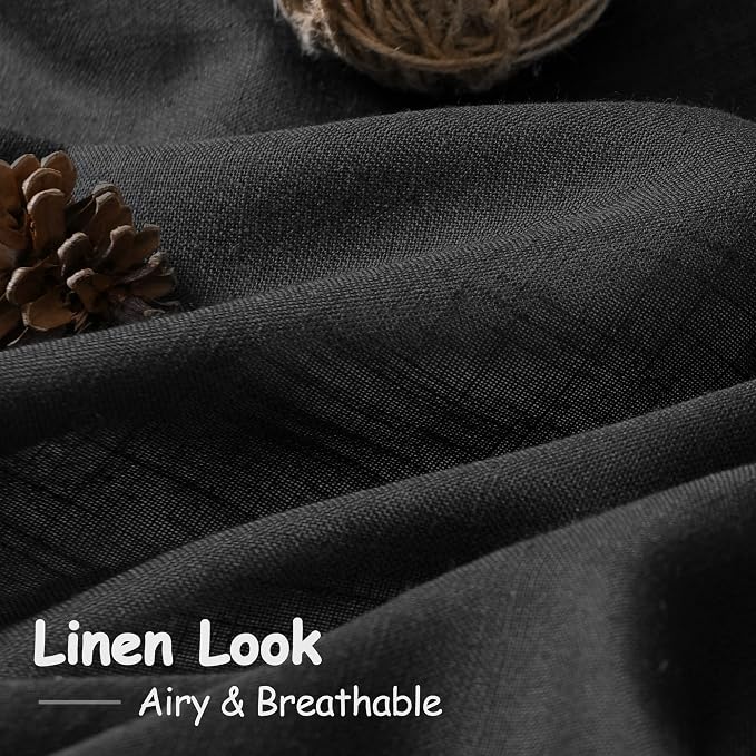 Balck Sheer Linen Curtains 94 inch Length - Image 5