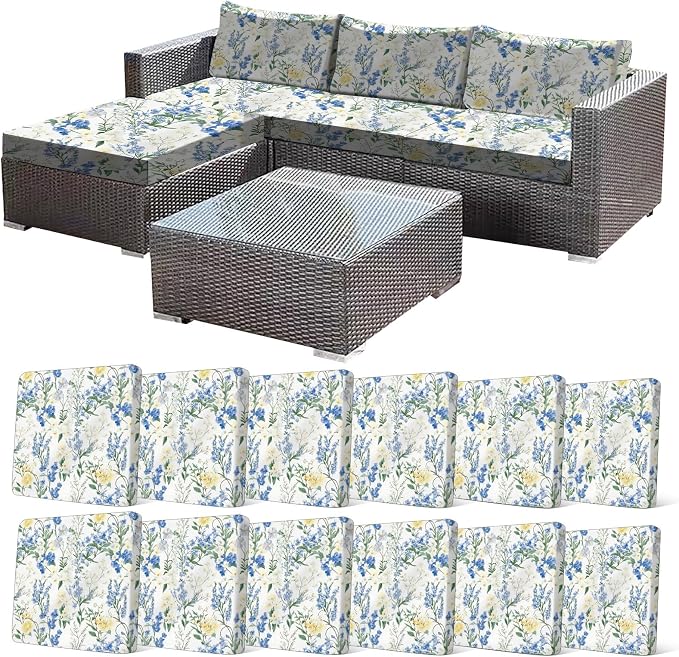 CALBODE 12 Pcs Stretch Indoor/Outdoor Seat Cushion Covers, by CALBODE