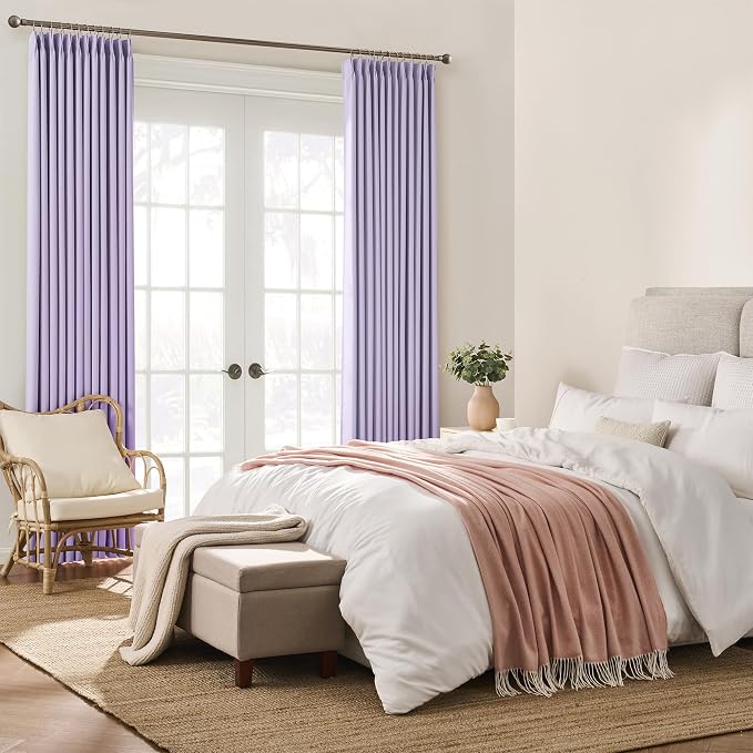 Lilac Blackout Curtain Drapes Pleated - Image 4