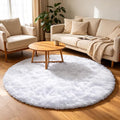 White Round Area Rugs 5ft, Soft Bedroom Circle Rug Floor Mat by ONASAR