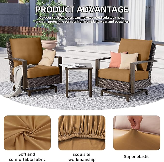 14Pcs Outdoor Cushion Covers, Elastic Patio Cushion Covers | Washable, - Image 3