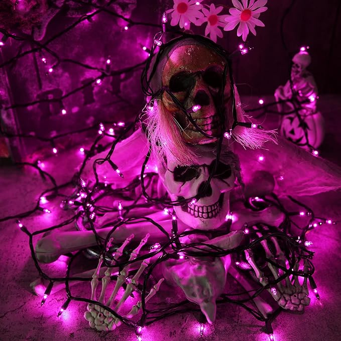 Toodour Purple Halloween Lights, 25ft 100 Count Incandescent Halloween String Lights, UL Certified Connectable Mini Bulbs String Lights for Home, Garden, Porch, Yard, Patio, Party, Indoor Decoration