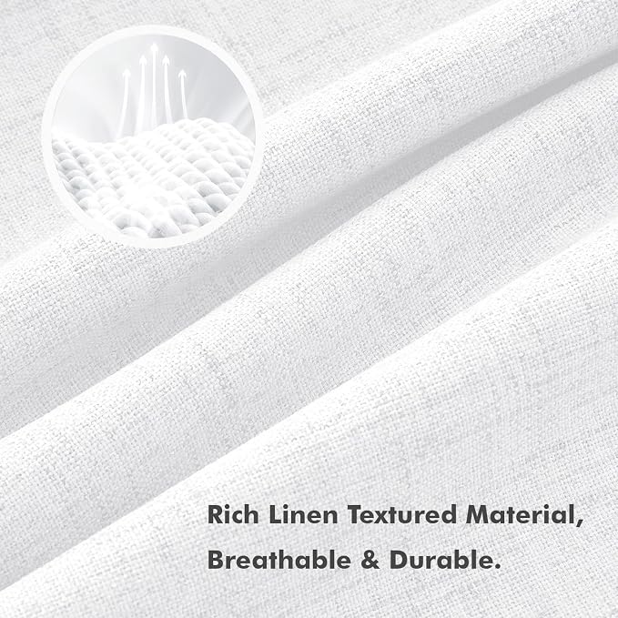 MIULEE 100% Blackout Linen Curtains 42 x 96 Inch Bright White 2 Panels | - Image 3