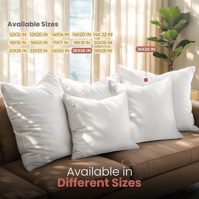 Utopia Bedding 26x26 Pillow Inserts, 2 Pack | Indoor cushion inserts - Image 6
