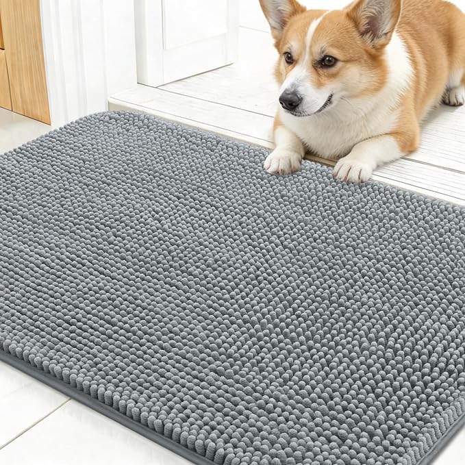 OLANLY Dog Door Mat for Muddy Paws 30x17, Super Absorbent Chenille Mud Mat | by OLANLY