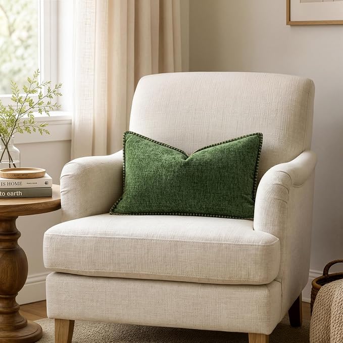 MIULEE Decorative Lumbar Throw Pillow Covers 12x20 Inch Forest Green 2 Pack | - Image 4