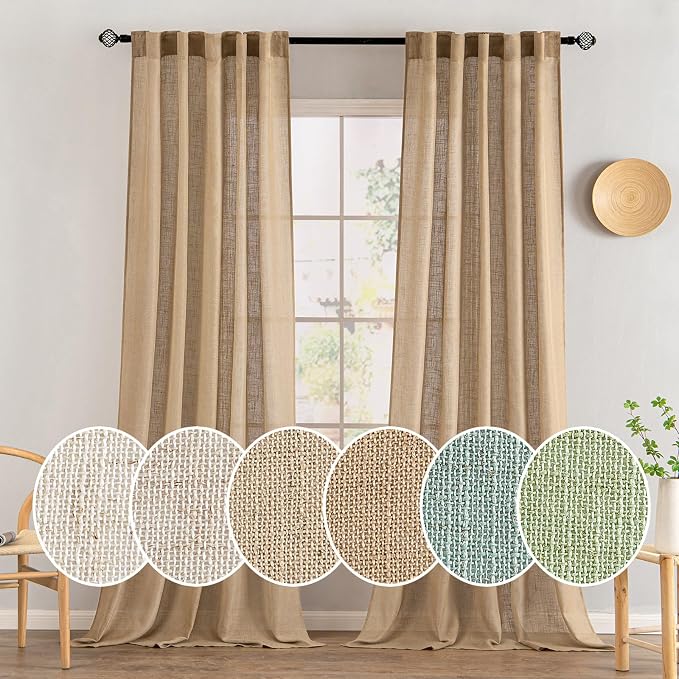 MIULEE Brown Linen Curtains 52x108 Inch Long by MIULEE