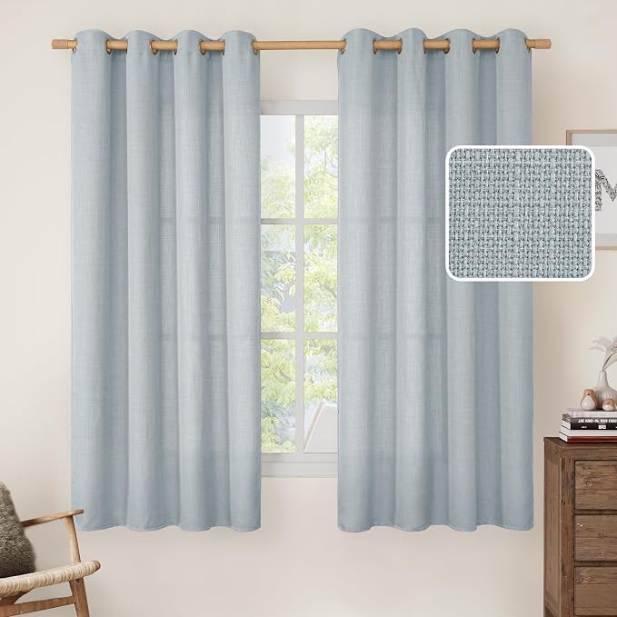 63 Inch Length Faux Linen Curtains by LAMIT