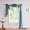 LinenZone Dusty Blue Window Scarf Valance in 144 Inch Size. Use Window Scarves as Canopy Bed or Backdrop Curtains, Curtain Scarf, or Sheer Fabric for Draping. (Amazing 55 x 144, Dusty Blue)