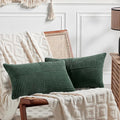 Fancy Homi Set of 2 Dark Green Lumbar Decorative Throw Pillow Covers 12x20 Inch by Fancy+Homi