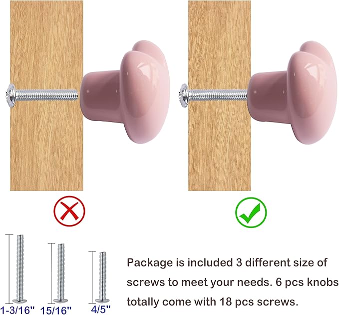 Ceramic Drawer Knobs Heart Shape Cabinet Dresser Pulls Handles with 3 Sized Screws, Kitchen Furniture Knobs for Closet Cupboard Wardrobe (6, Powder Pink)