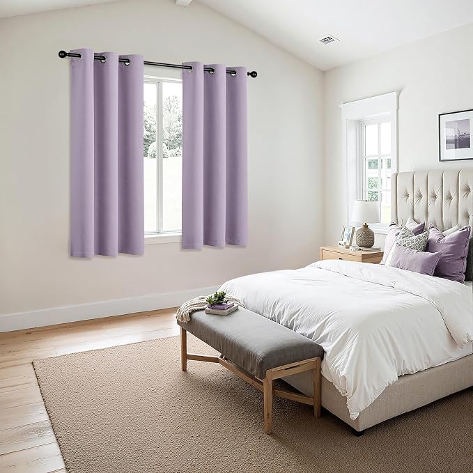 MIULEE Blackout Curtains for Bedroom 2 Panels 40 x 45 Inch Long Lilac | Thermal - Image 6