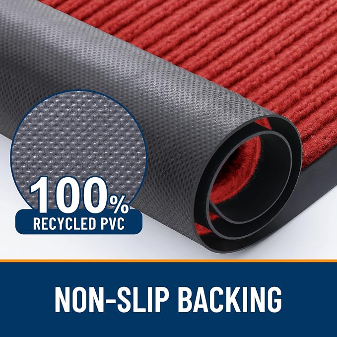 OLANLY Front Door Mat 59x40, Waterproof Heavy-Duty Indoor Outdoor Doormat | Red - Image 3