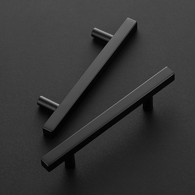 Ravinte Black Cabinet Handles 25 Pack 4 inch Matte Black Square Cabinet Pulls Kitchen Hardware 6-3/8 Inch Overall Length Kitchen Drawer Pulls