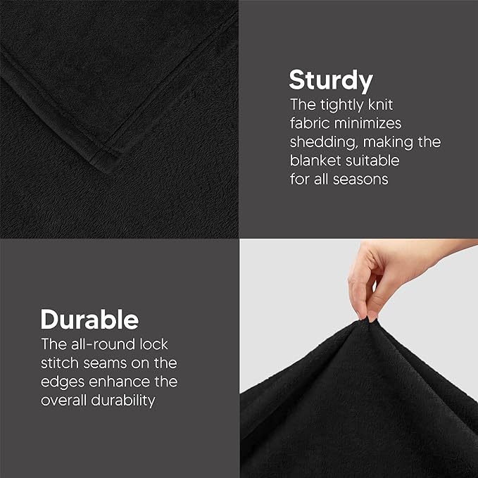 Utopia Bedding Soft Fleece Bed Blanket Throw XL Size Black | Microfiber Plush - Image 7