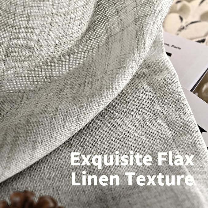 YoungsTex Dark Grey Linen Curtains 84 Inch Length 2 Panels - Image 6
