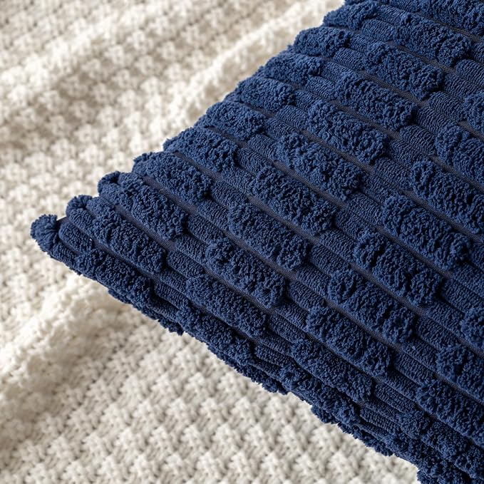 MIULEE Corduroy Decorative Throw Pillow Covers 18x18 Navy Blue Pack of 2 | Soft - Image 5