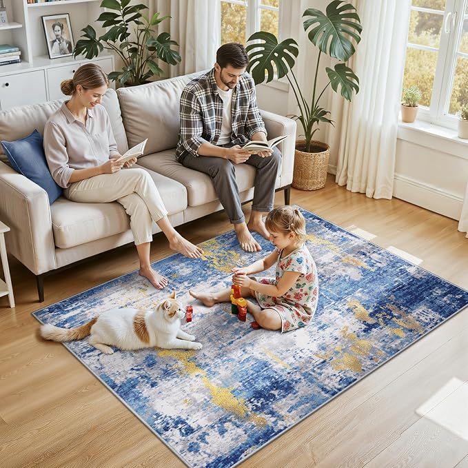 RELEANY Washable 4'x6' Abstract Area Rug - Image 2
