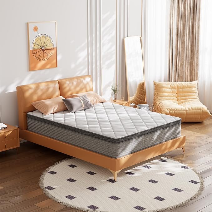 Queen Size Mattress,14 Inch Gel Memory Foam and Innerspring Hybrid Mattress in a Box with Individual Pocket Spring for Motion Isolation & Silent Sleep,CertiPUR-US,100 Nights Trial