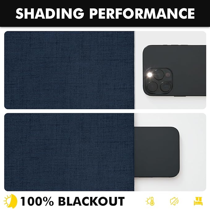 MIULEE 100% Blackout Linen Curtains 42 x 63 Inch Midnight Blue 2 Panels | - Image 7