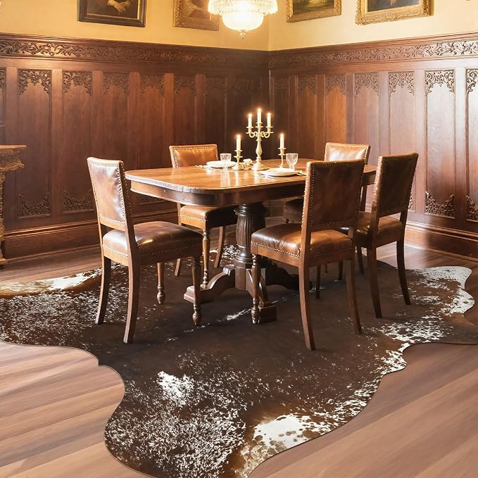 Faux Cowhide Rug, Animal Cow Hide Rug, 4.6 x 5.2 Ft Spotted Brown | Premium - Image 4