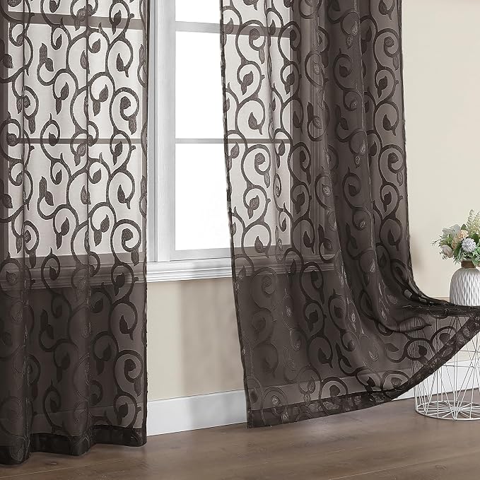 Furman Chocolate Sheer Curtains 96 inches Long by OWENIE