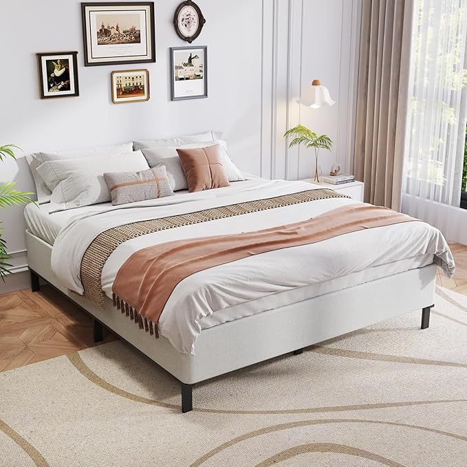 King Box Spring, 9 Inch Metal King Size Box Spring Only, Heavy Duty Metal Frame Mattress Foundation Support for 3000lbs, Easy Assembly, Noise Free, Non Slip