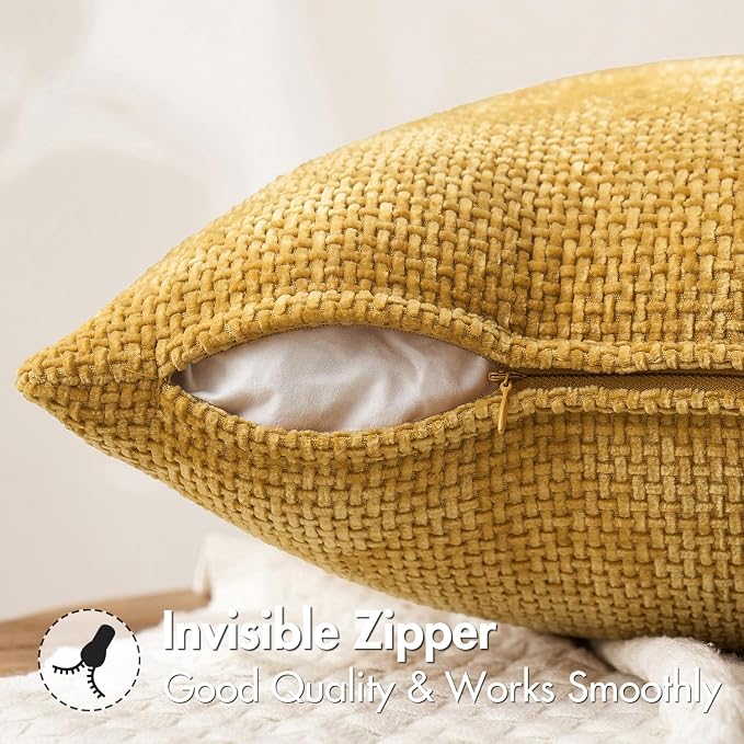 MIULEE Decorative Lumbar Throw Pillow Covers 12x20 in Mustard Yellow 2 Pack | - Image 6