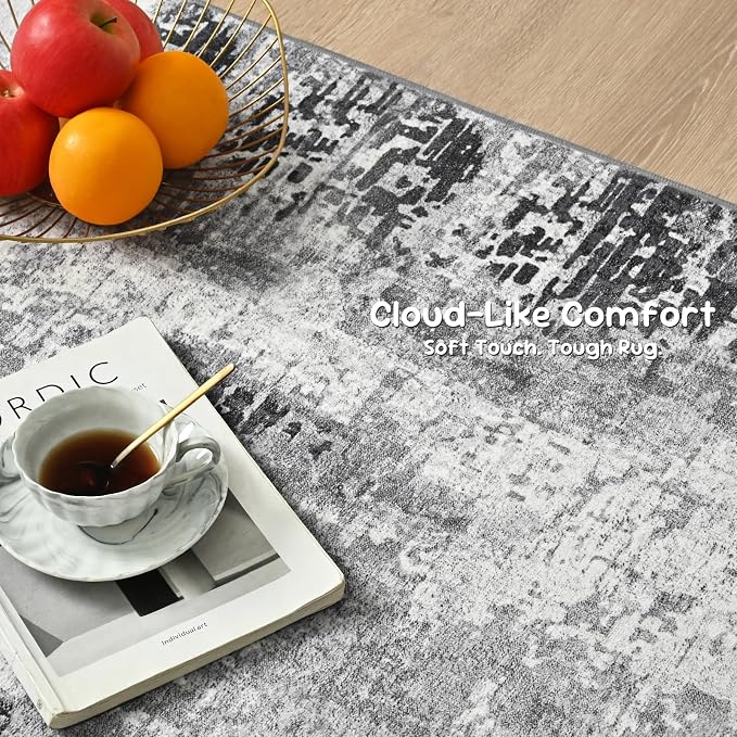 2x8 Grey Rug Runners for Hallways Kitchen Runner Rug Non Slip Washable Black - Image 7
