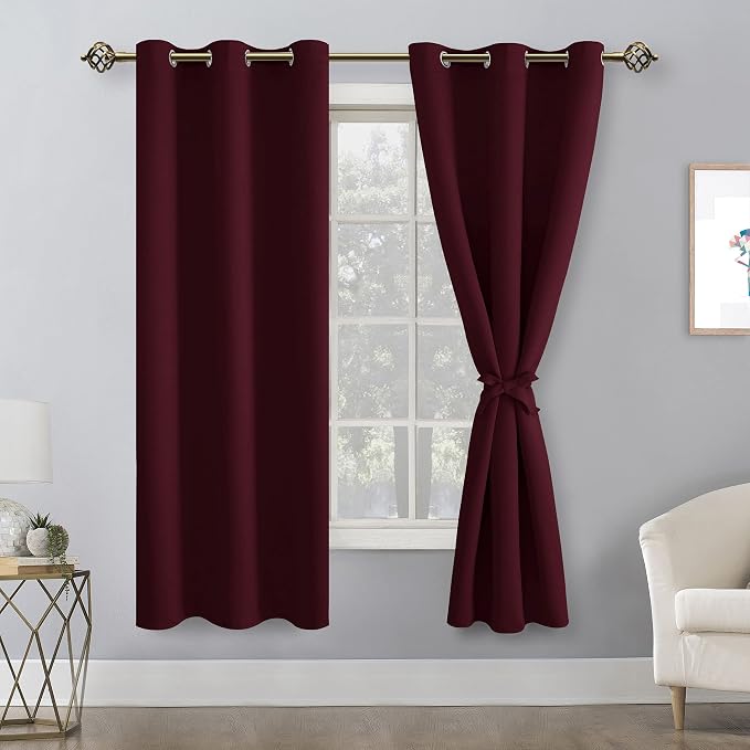 Blackout Curtains for Bedroom 38 x 72 Inches Long Burgundy 2 Panels | Thermal - Image 8