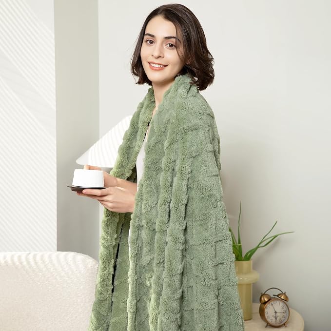 Aganear Fleece Throw Blanket for Couch Sofa 60"x80" Sage Green | Lightweight - Image 8