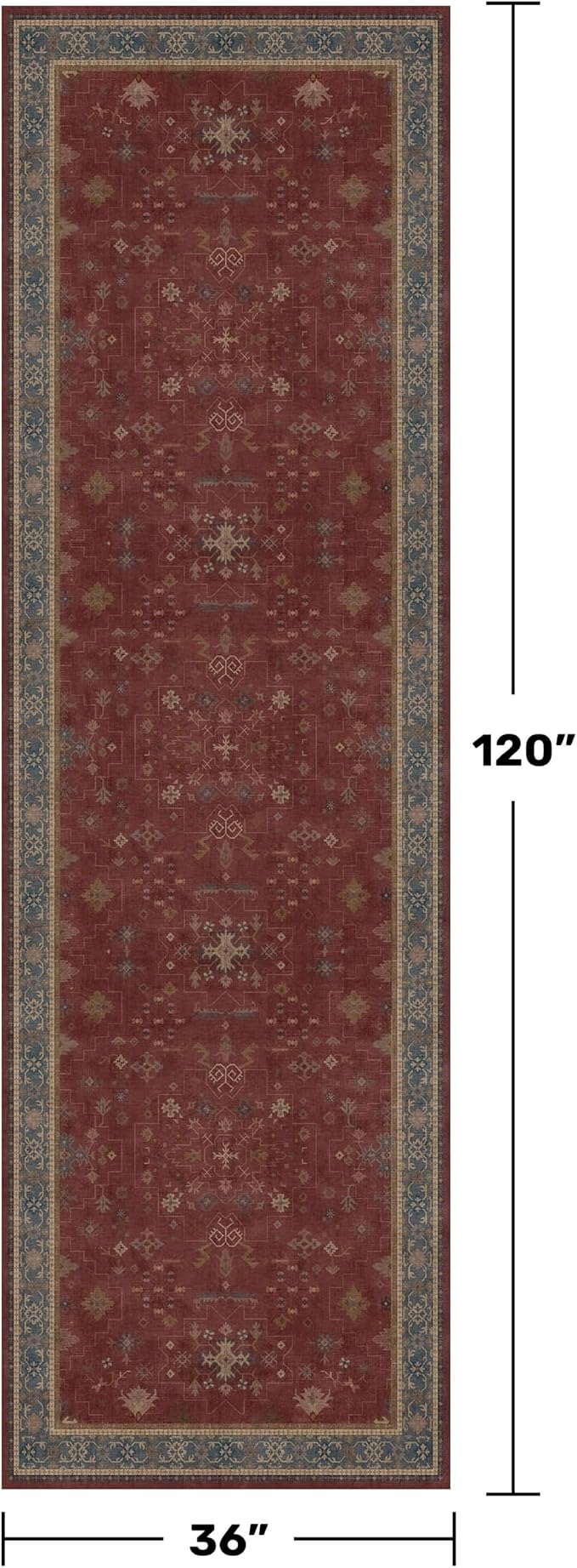 Burgundy 3x10 Long Runner Rug for Hallway - Image 2