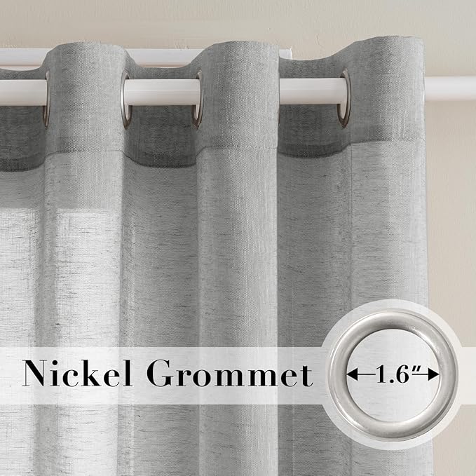 H.VERSAILTEX Linen Curtains Nickel Grommet Natural Linen Semi-Sheer Curtains 2 - Image 2
