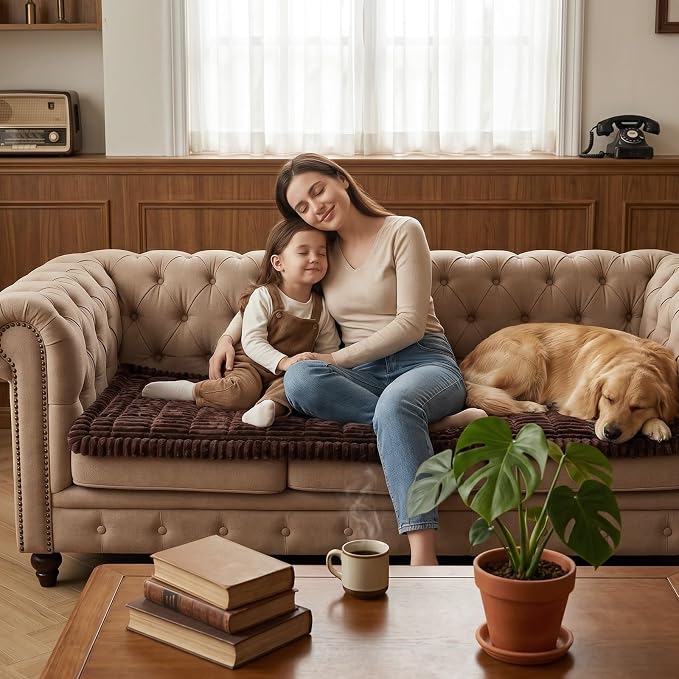 Fixwal Waterproof Flannel Dog Couch Cover, 27.6" x 47", Dark Brown | Integrated - Image 9
