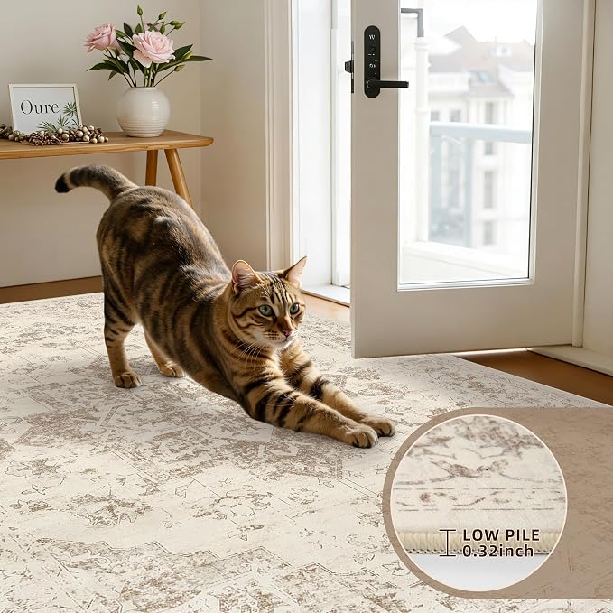 2'6''x8' Hallway Washable Runner Rug: Kitchen Carpet Beige/Ivory | Vintage Boho - Image 5