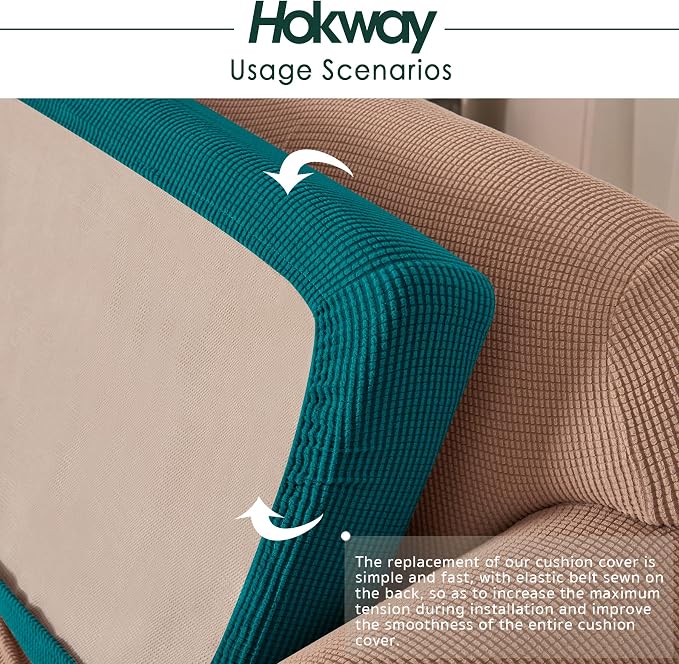 Hokway Stretch Couch Cushion Covers, 3 Piece Individual Sofa Cushion - Image 5