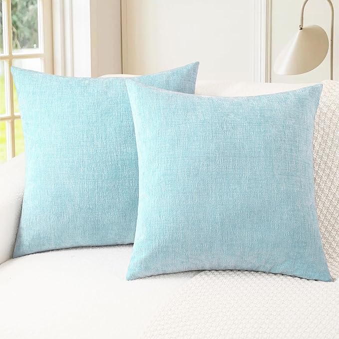 CaliTime Decorative Throw Pillow Covers 16 X 16 Inches Light Blue Grey | Pack by CaliTime