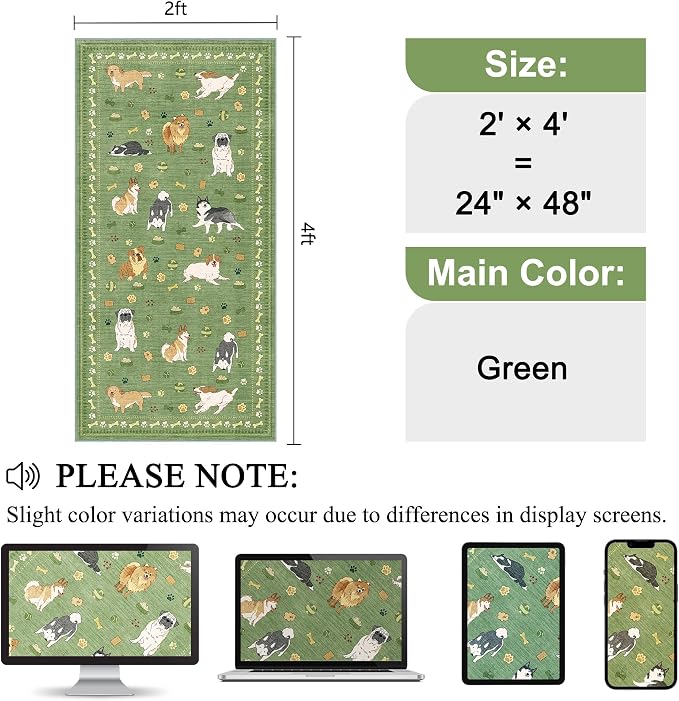 DUKINO 2x4 Rug Runner, Washable Dog Bathroom Rug Soft Non Slip, Non-Shedding - Image 2