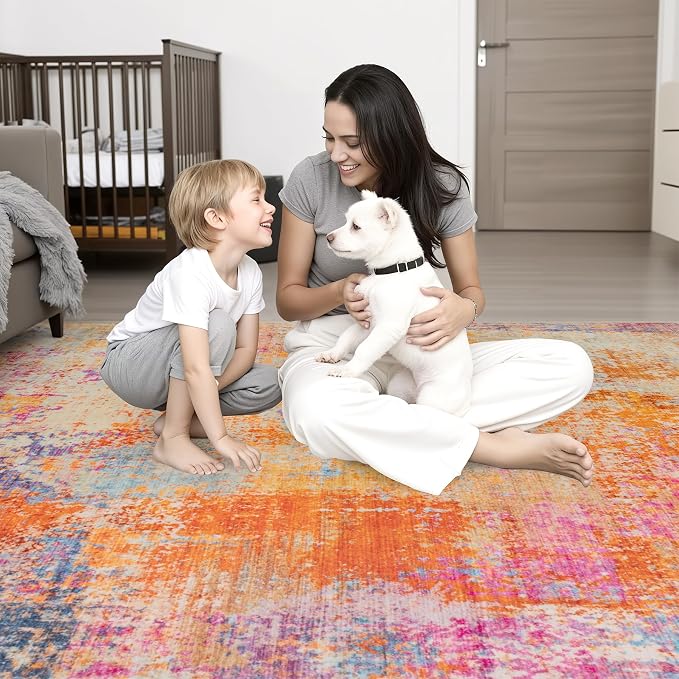 8x10 Area Rug Living Room: Modern Washable Soft Carpet Galaxy Haze | - Image 9