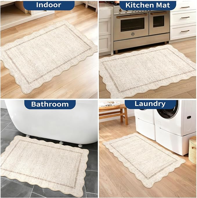 GarveeHome Scalloped Washable Rug 2x3 Kitchen Rugs - Image 7