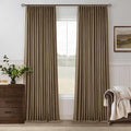 Dutch Cocoa Pinch Pleated 100% Blackout Linen Bedroom Curtains 96 Inch Long | by Twodrapes