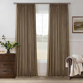 Dutch Cocoa Pleated Linen Blackout Curtains 102 Inches Long by Twodrapes