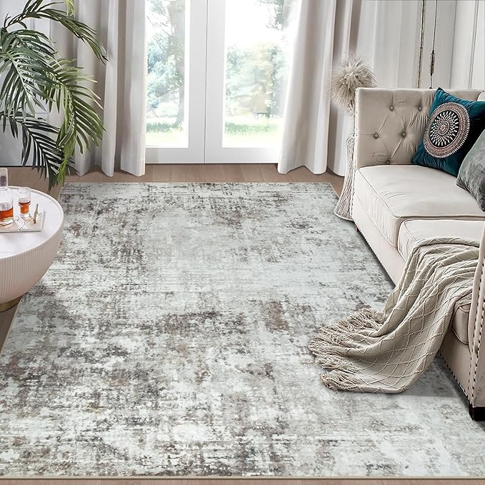 6x9 Area Rugs for Living Room Bedroom Dining Room Washable Brown Grey | Soft by Aelenmu
