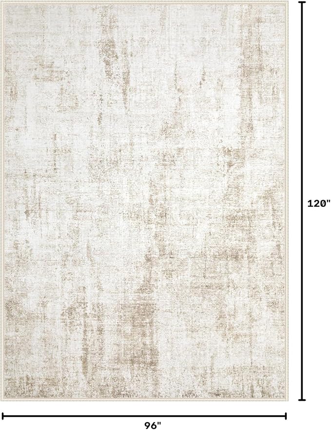8x10 Area Rugs Washable Rug: Abstract Neutral Rugs Modern Non Slip Area Rug - Image 2