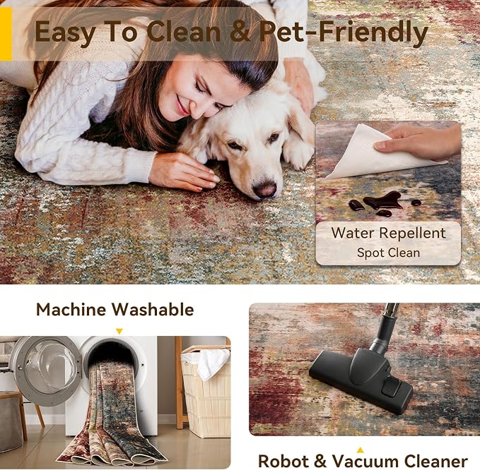 RELEANY Washable Round 8ft Area Rug - Image 5