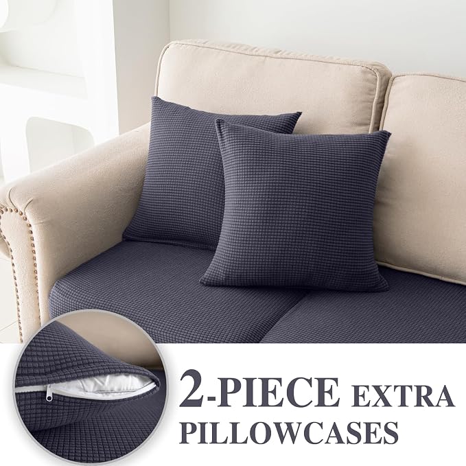 LA MEACK Couch Cushion Covers for Sectional Sofa L Shape Washable Separate Seat - Image 3